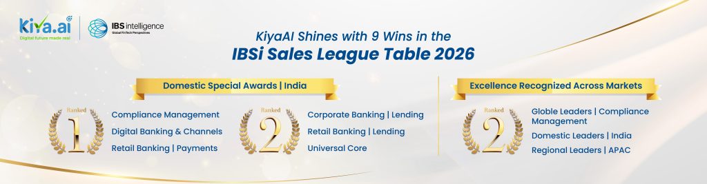 KiyaAI Secures 9 Wins in the IBSi Sales League Table 2026, Ranked #1 in India for Compliance, Digital Banking and Payments